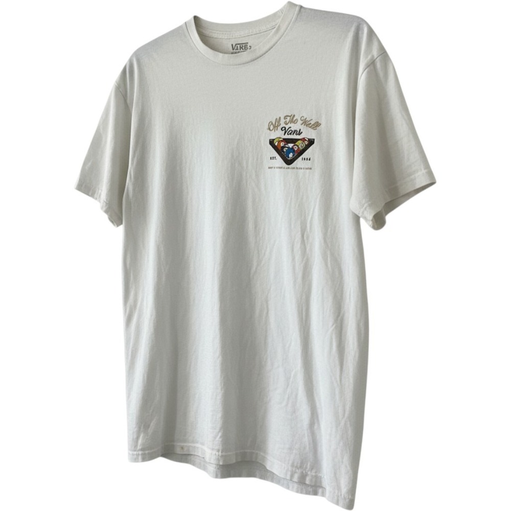 Vans Graphic T-Shirt Mens Large Off white Excellent Pool Billiards Off The Wall